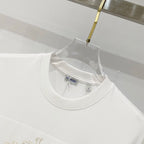 White crew-neck T-shirt with Burberry label at the neckline