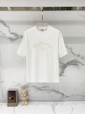 White short-sleeve T-shirt with Burberry logo embroidery on the front
