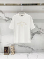 White short-sleeve T-shirt with Burberry logo embroidery on the front