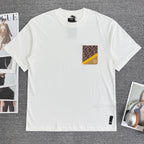 White Fendi short-sleeve T-shirt with front logo patch, crew neck.