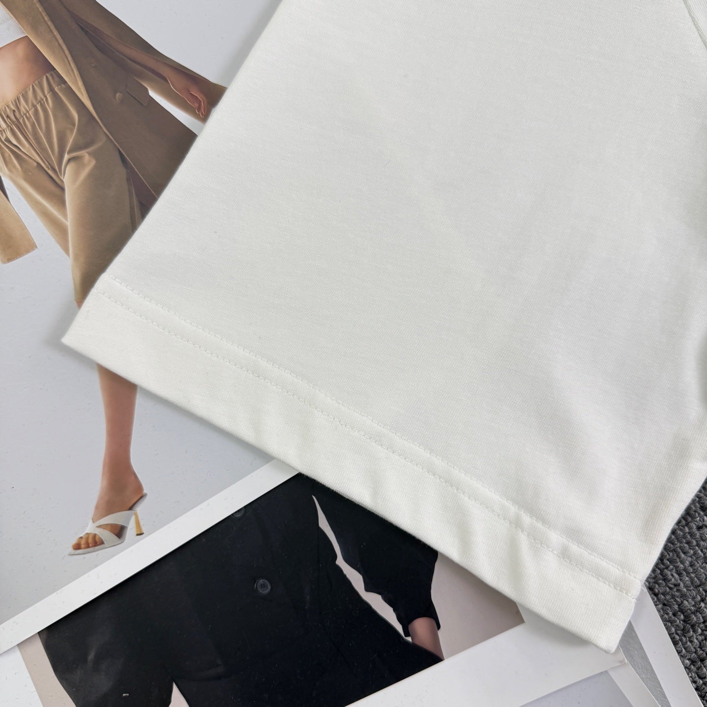 White Fendi short-sleeve T-shirt with straight hem and visible stitching.