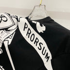 Black T-shirt with white diagonal 'PRORSUM' graphic print