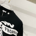 Black short-sleeve T-shirt with white 'PRORSUM' graphic print on chest