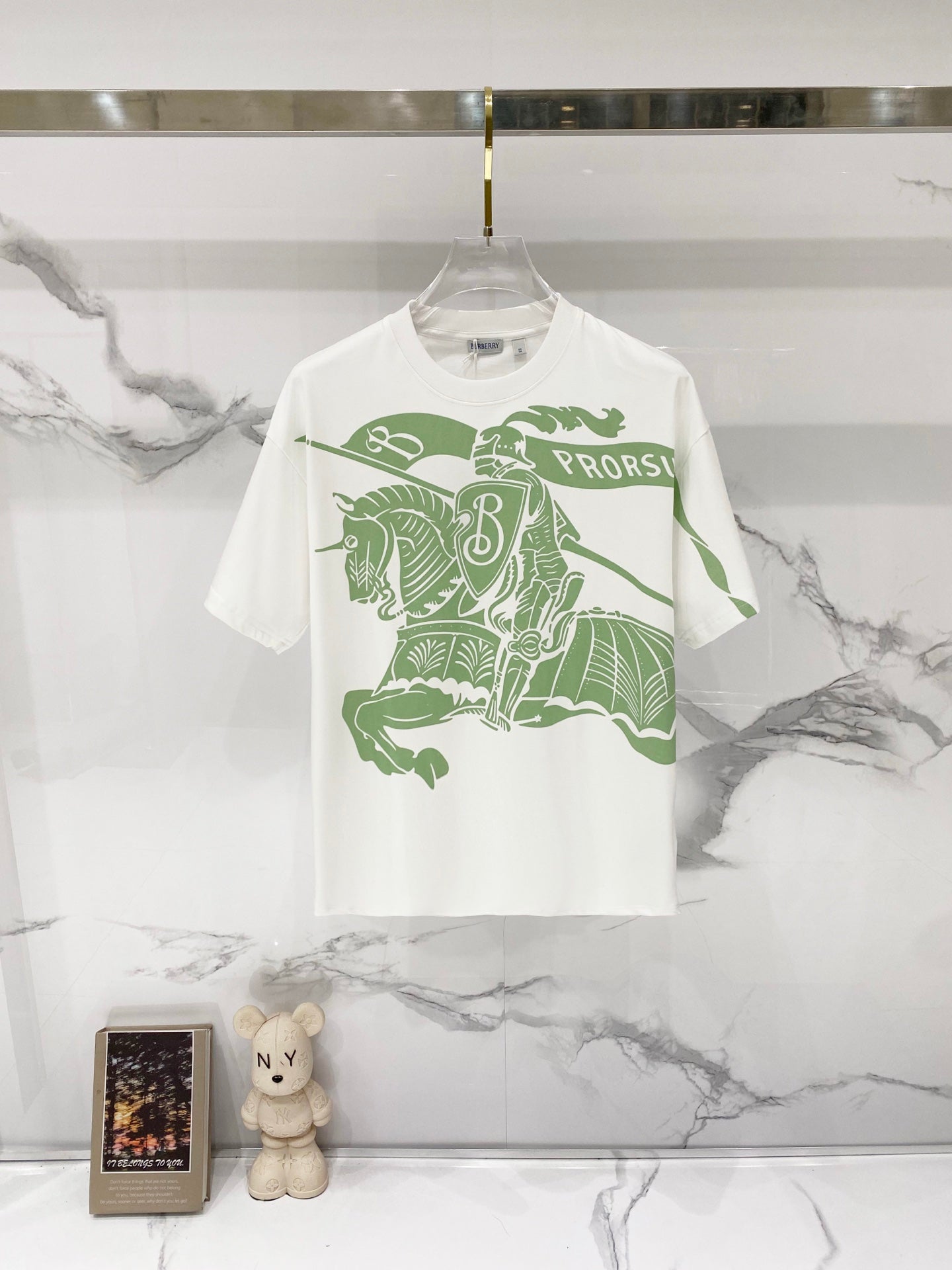 Kids white T-shirt with green animal graphic and front logo print