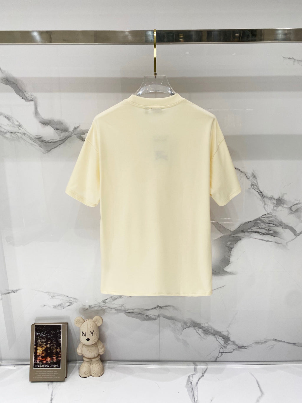 Burberry short-sleeve T-shirt, cream plain back on hanger