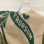 Burberry beige T-shirt back detail with green diagonal 'PRO...' stripe