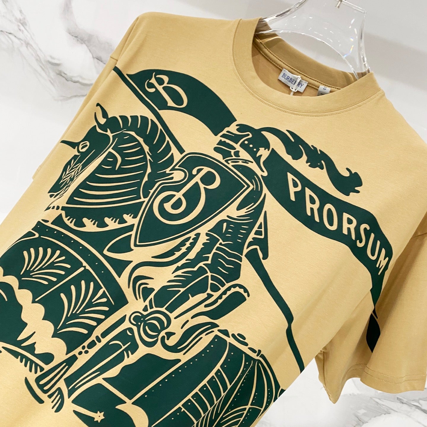 Burberry yellow short-sleeve T-shirt with large green PRORSUM graphic