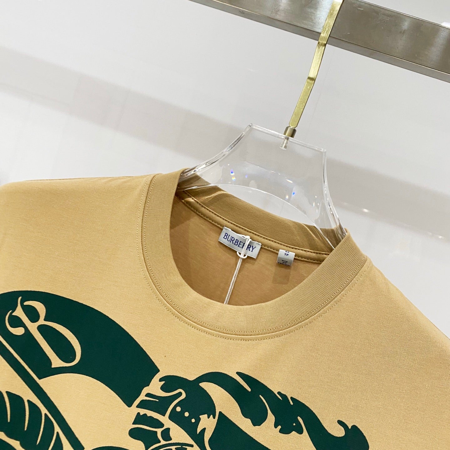 Burberry yellow crew-neck T-shirt neckline with interior size tags
