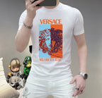 Men's Versace face graphic T-shirt, white, short sleeves
