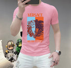 Men's Versace face graphic T-shirt, pink, short sleeves