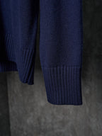 Navy knit cardigan sleeves with ribbed cuffs and elasticated hem stitching detail