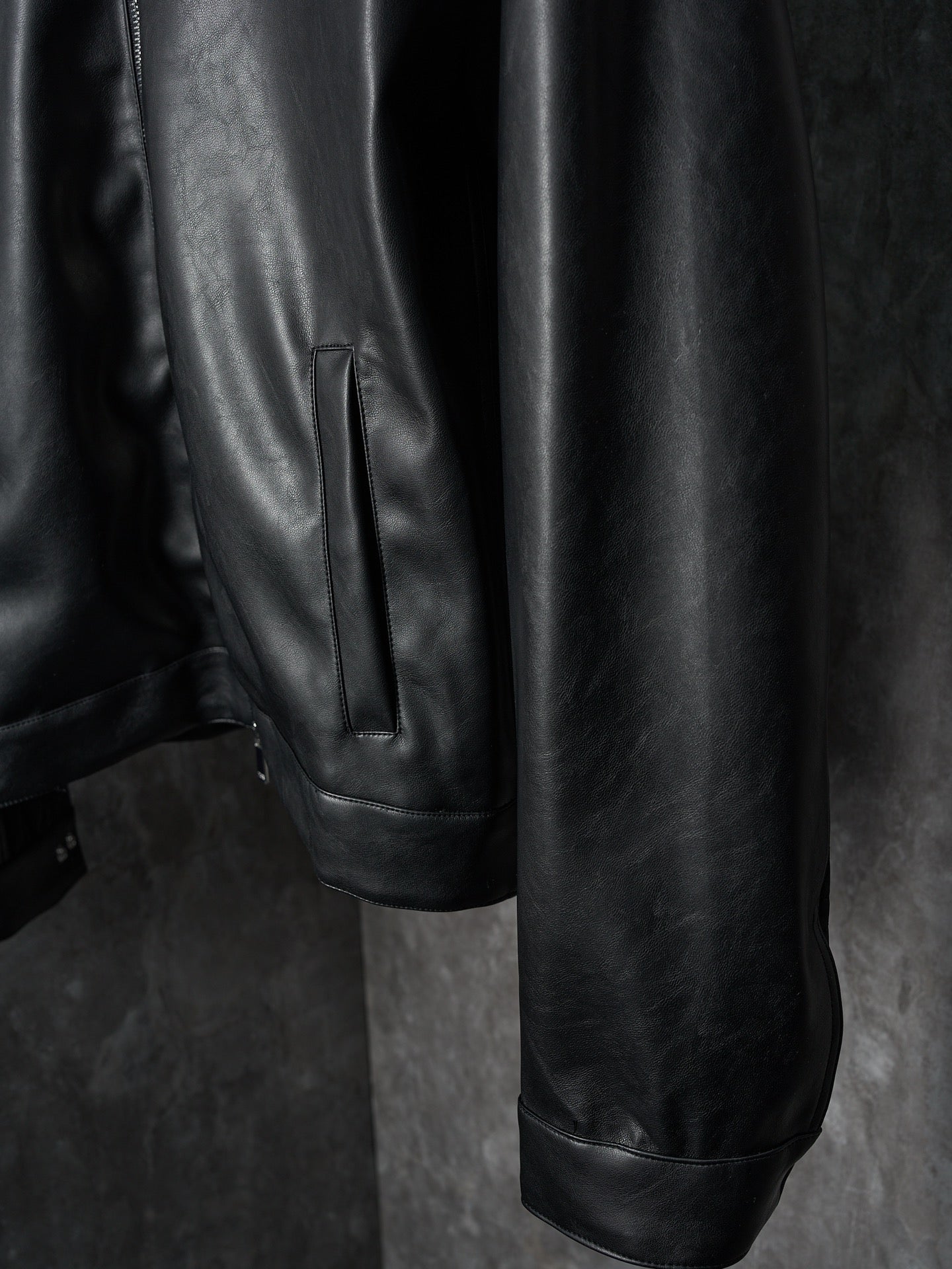 Dior black leather jacket sleeve and side pocket with flap