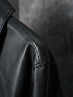 Dior black leather jacket sleeve with stitched seam detail