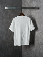Off-white T-shirt with crew neck, short sleeves, and plain back view
