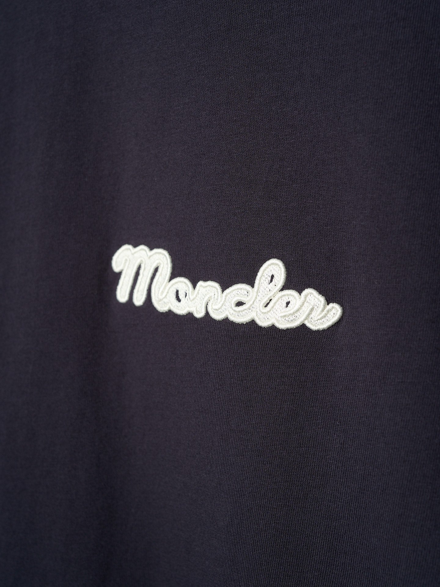 Navy T-shirt with white Moncler script logo