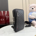 Gucci monogram crossbody bag with side front zip detail, dark gray/black