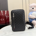 Gucci monogram crossbody bag with front zip, dark gray/black