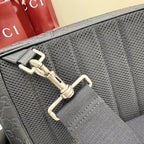 Gucci monogram bag strap attachment with metal D-rings, dark gray