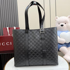 Gucci small tote bag in dark gray with GG monogram, top handles and front strap