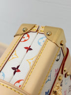 Louis Vuitton mini bag top opening with multicolor Monogram lining and beige leather hardware