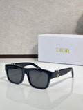 Black square sunglasses with dark lenses and gold logo detail on the temple.
