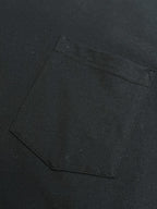 Black T-shirt with square chest pocket and visible topstitching