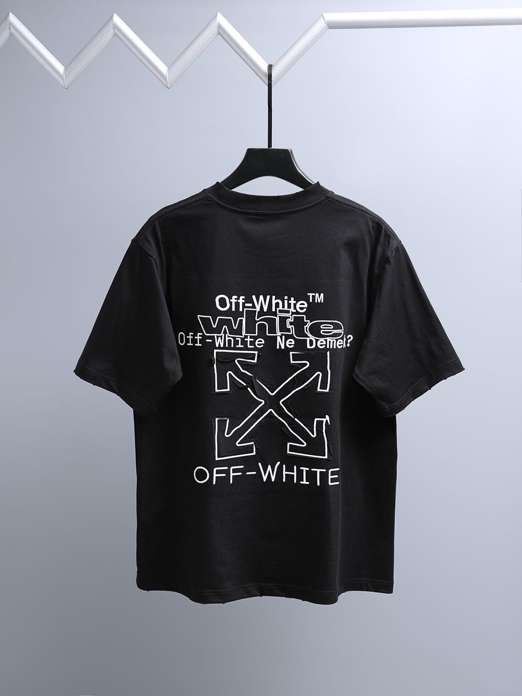 Off-White black T-shirt with large back graphic and Off-White logo text