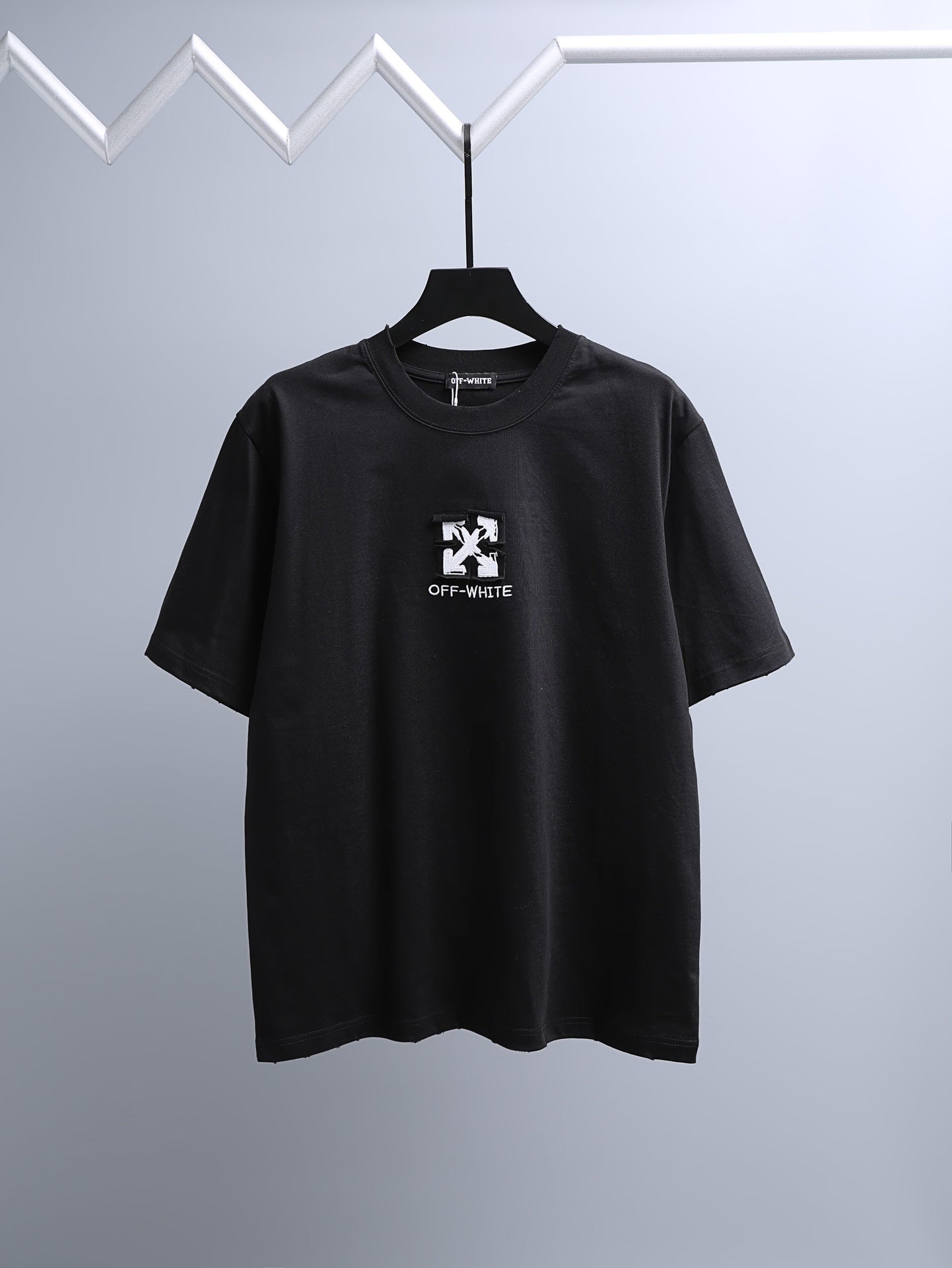 Off-White black T-shirt with small chest logo graphic