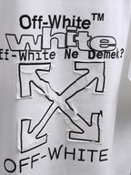 Off-White™ off white crewneck T-shirt with oversized black slogan graphic and X motif.