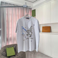 Prada short-sleeve T-shirt in light gray with front graphic print and crew neckline