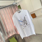 Prada white short-sleeve T-shirt with centered illustrated print and text