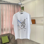 Prada white short-sleeve T-shirt with illustrated man graphic print
