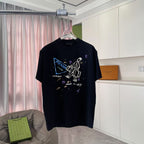 Black Prada short-sleeve T-shirt with colorful chest graphic