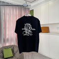 Black graphic T-shirt with Prada logo and animal print on front