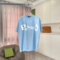 Prada light blue short-sleeve T-shirt with large front logo print