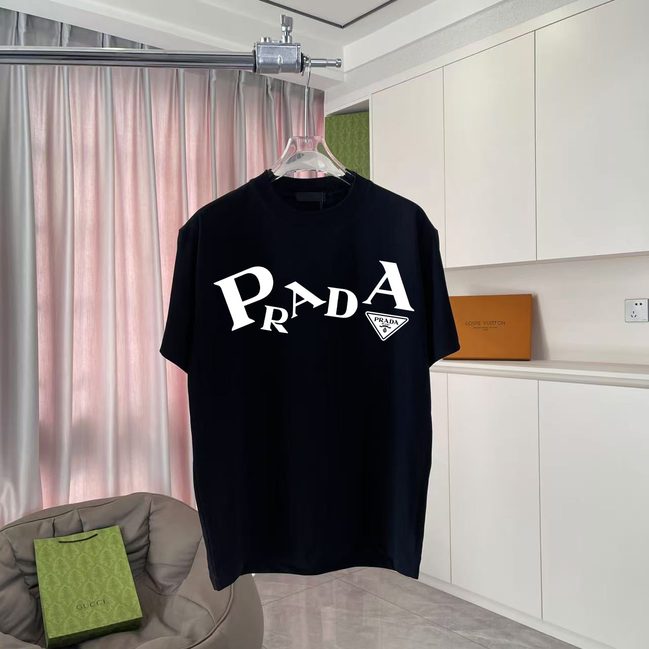 Prada black T-shirt with large front logo print