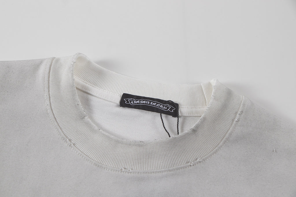 White short-sleeve T-shirt crew neck with internal neck label