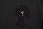 Black short-sleeve shirt chest with embroidered cross motif