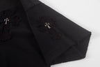 Black short-sleeve shirt sleeve with cross emblem embroidery