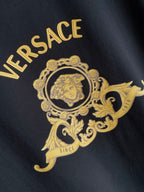Versace T-shirt with gold Medusa crest and ornate frame graphic