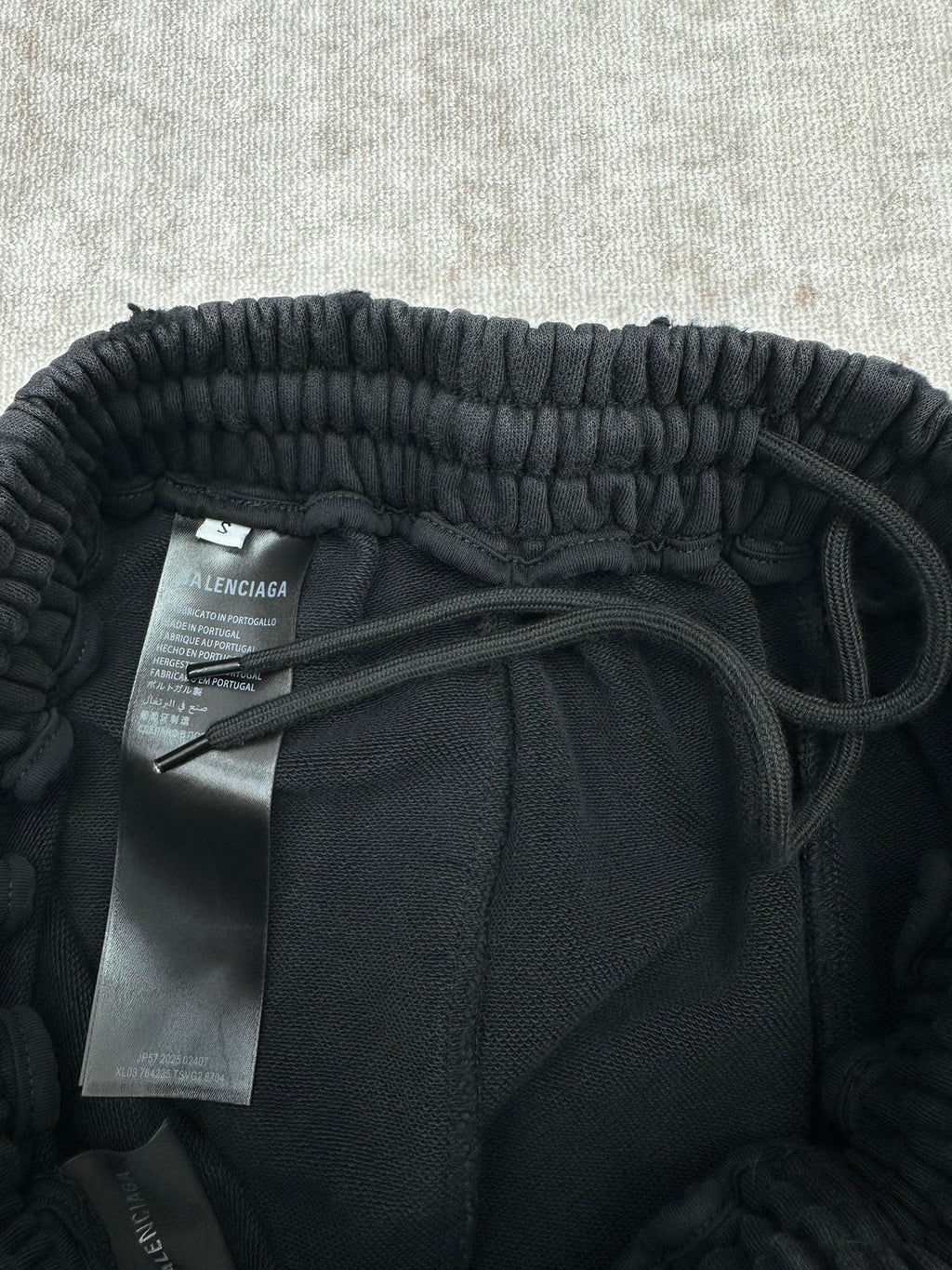 Balenciaga dark pants with drawstring and elastic waistband, with tag