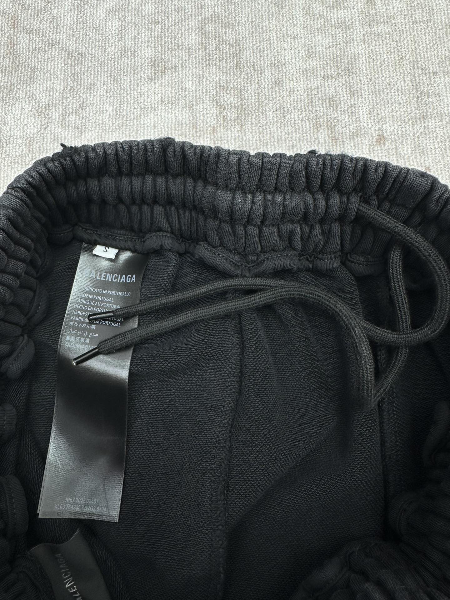 Balenciaga dark pants with drawstring and elastic waistband, with tag
