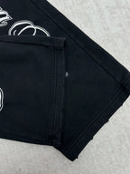 Black Balenciaga pants cuff with side seam and relaxed tapered leg