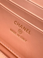 Chanel bag lining with embossed CHANEL and MADE IN ITALY text