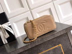 Chanel quilted mini bag with gold chain strap, beige, CC logo on front flap