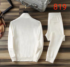 White zip-up track jacket and jogger pants set, rear view
