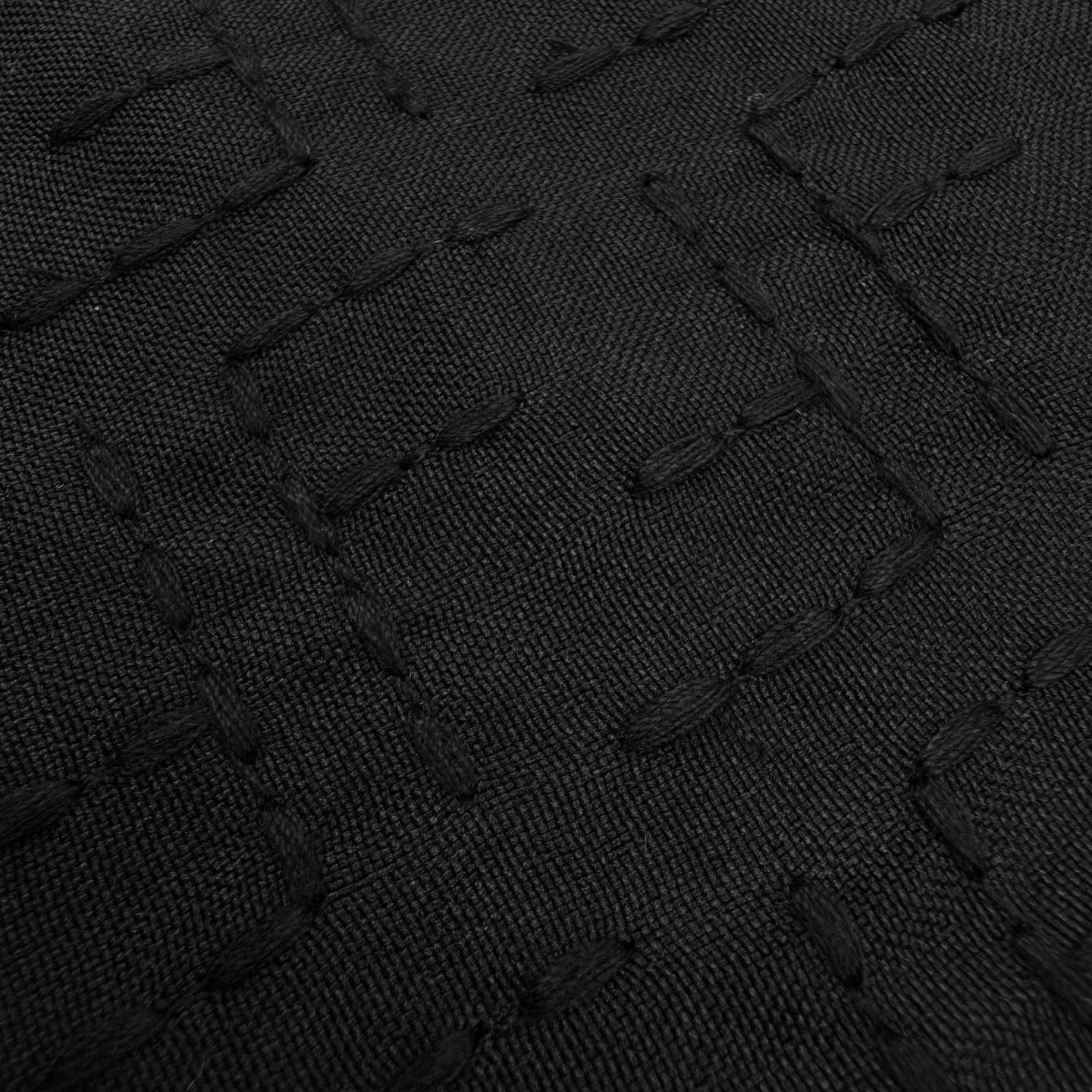 Fendi shirt fabric close-up, dark black jacquard weave with logo-like pattern