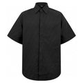 Fendi short-sleeve shirt, dark black, button-down collar, jacquard logo-like texture