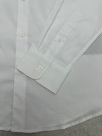 Prada long-sleeve button-up shirt cuff and placket, white, logo buttons