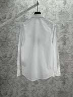 Prada long-sleeve button-up shirt, white, back view with yoke and seams